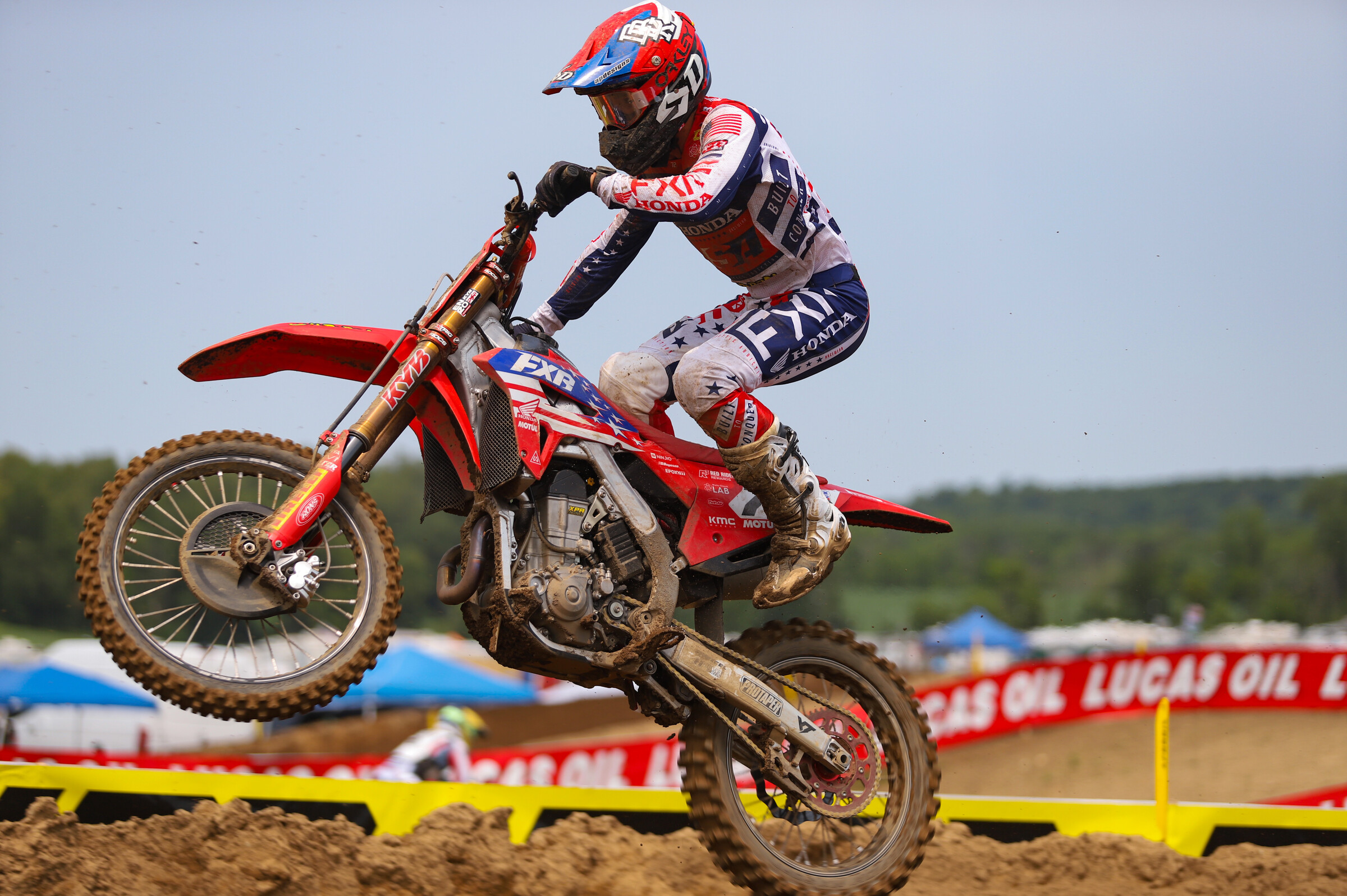 Coty Schock racing a Honda CRF450R in the premier class at the 2021 RedBud National. He spent the entire 2021 Pro Motocross campaign on a CRF450R. He finished 14th in the 450 Class championship that season.